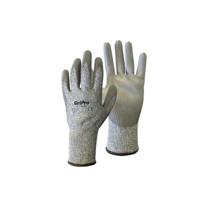GUANTE ANTI CORTE GETPRO CUT-5 PU GRIS H3101-5